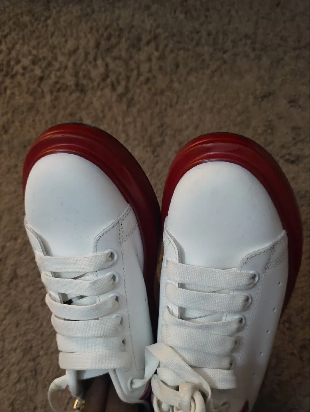 Alexander McQueen Kids White Sneakers with Red Trim